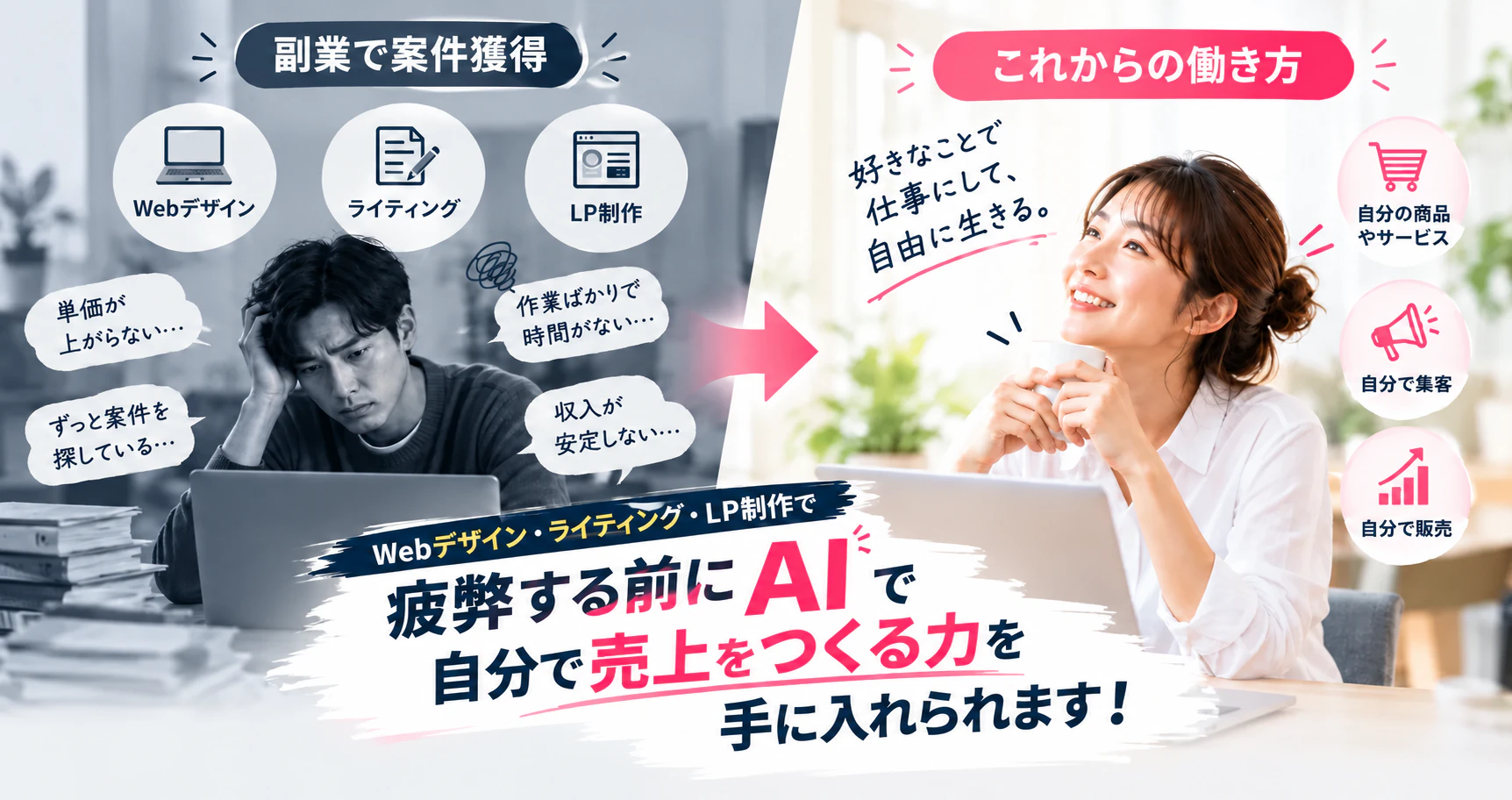 副業で案件獲得から、自分の商品やサービスを自分で集客・販売する働き方へ