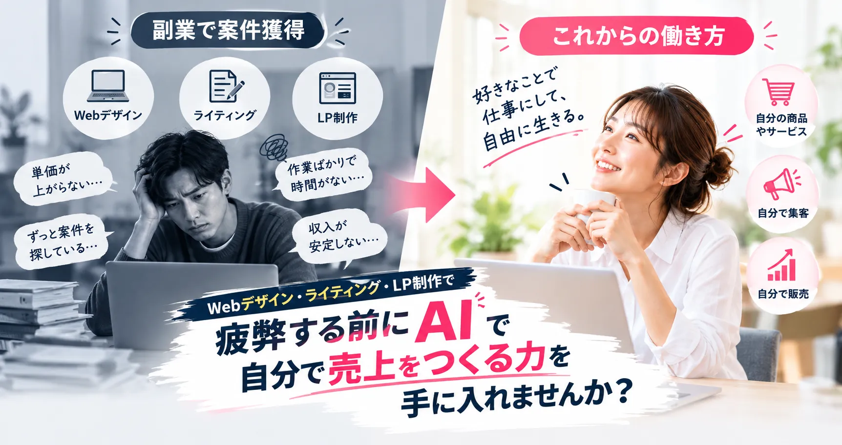 副業で案件獲得から、自分の商品やサービスを自分で集客・販売する働き方へ