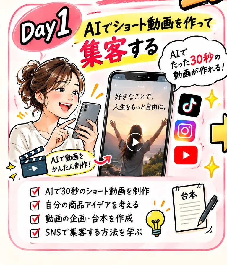 Day1 AIでショート動画を作って集客する